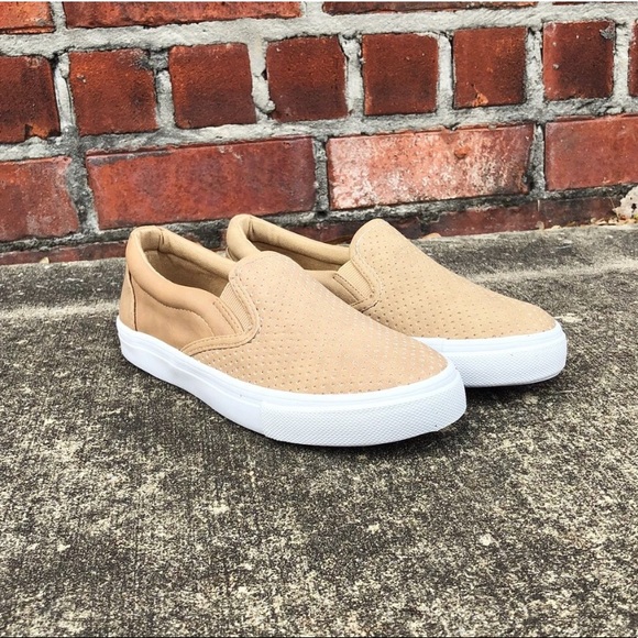 Tan Slip On Perforated Comfy Sneakers - Picture 6 of 8